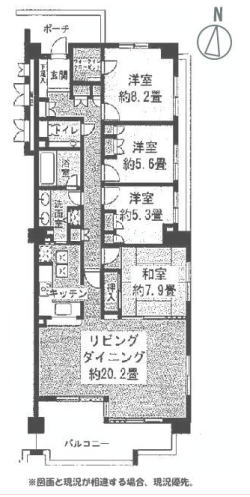 リビング20帖ある室内の間取り概要図 リビング20帖ある室内の間取り概要図