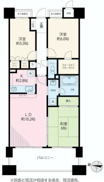 室内3LDKの間取り図